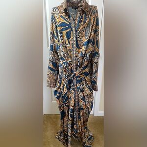 CQ by CQ Blue and Gold Dress Size 1x NWOT